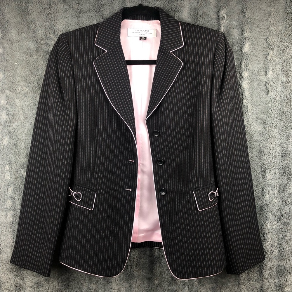Tahari black/pink blazer